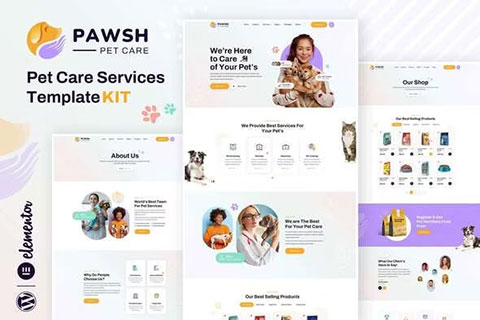 Pawsh – Pet Care & Shop Elementor Template Kit