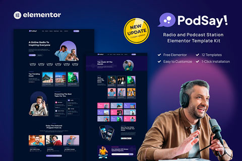PodSay – Radio & Podcast Station Elementor Template Kit